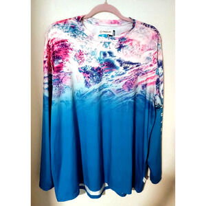 Magellan Outdoors Fish Gear Boyfriend Fit RealTree Aspect Blue Cooling Top 1X